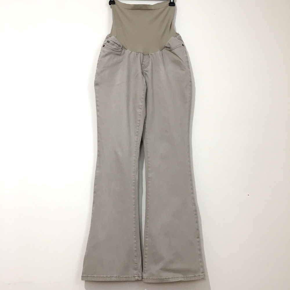 Indigo Blue maternity secret fit belly beige stretch flare leg pull on jeans